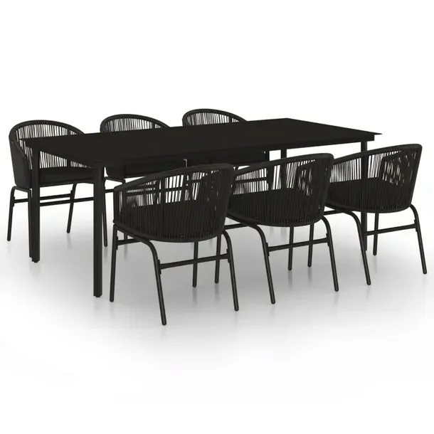 Zestaw Mebli Ogrodowych ze Stali i Rattanu PVC, Stół 200x100x74 cm, Krzes