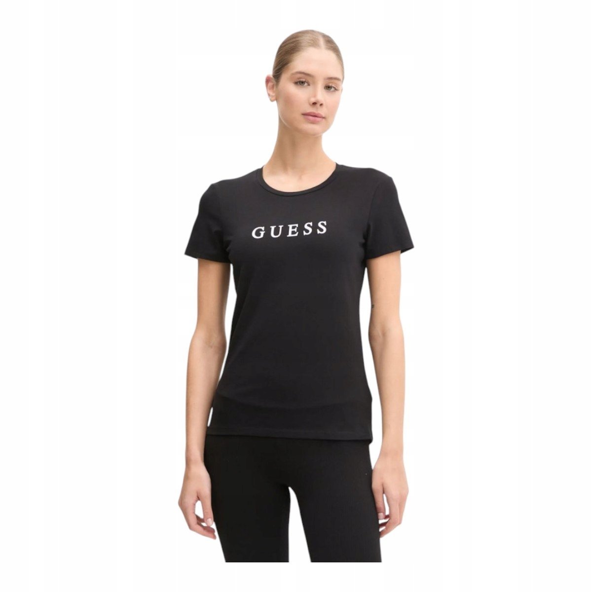 GUESS KOSZULKA DAMSKA T-SHIRT NEW CARRIE SS T-SHIRT CZARNA r.S