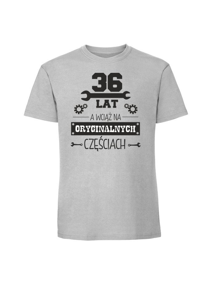 Męska koszulka z nadrukiem -36 lat oryginalne części Pastelowy szary S