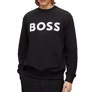 BOSS Męska bluza WeBasicCrew Relaxed-Fit z bawełny Terry z gumowanym nadrukiem logo, czarny (Black1), S - Bluzy męskie - miniaturka - grafika 1