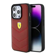 Etui i futerały do telefonów - Ferrari FEHCP15LRDUR iPhone 15 Pro 6.1" czerwony/red hardcase Leather Stitched Lines - miniaturka - grafika 1