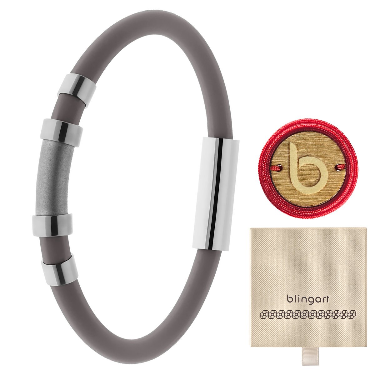 Bransoletka męska szara kauczukowa stal chirurgiczna BLINGART