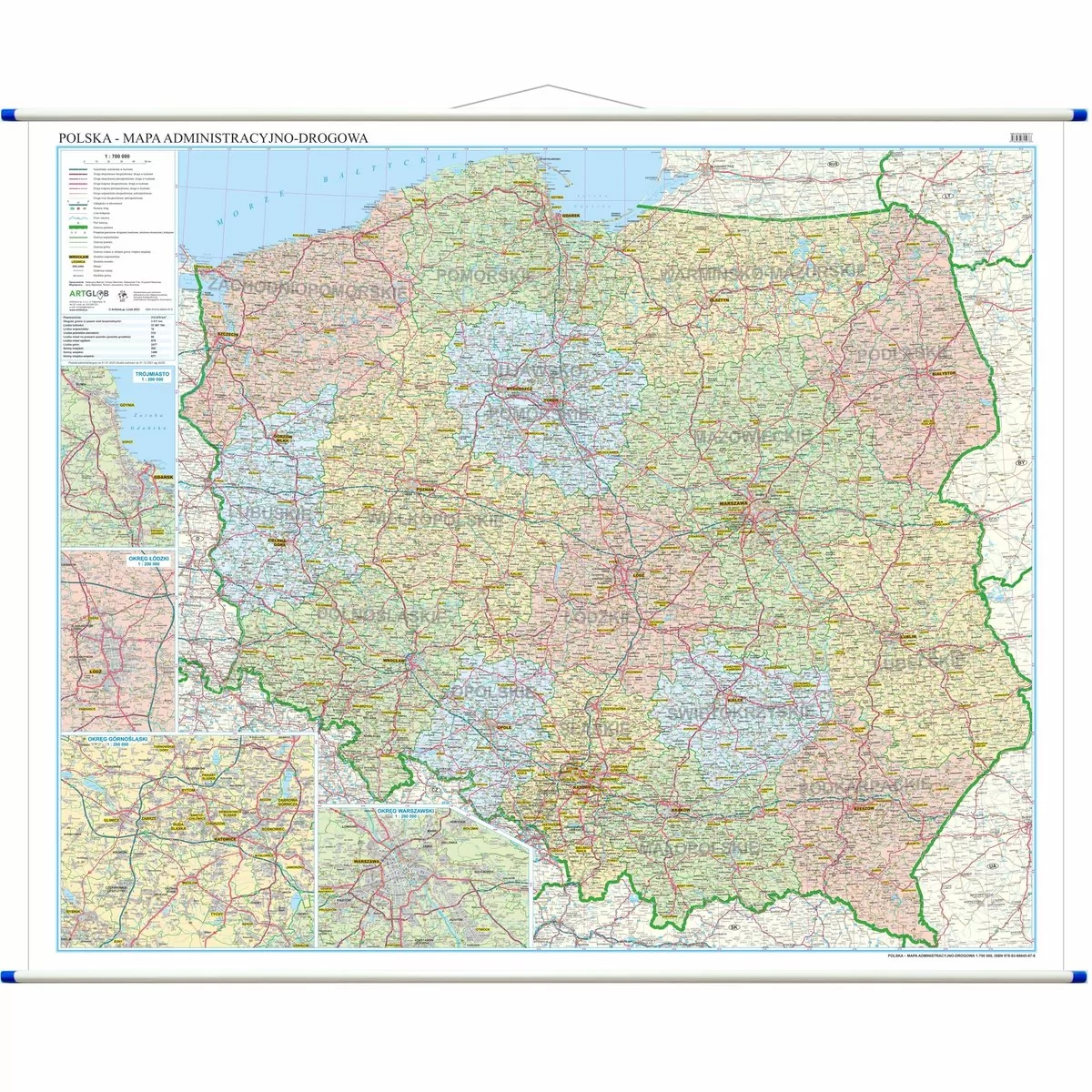 EKO-GRAF Polska mapa ścienna administracyjno-drogowa 1:700 000 - Eko-graf