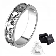 Pierścionki - Obrączka RÓŻANIEC Na Palec Rodowany Srebrny 925 Pierścionek z Różańcem r 15 - miniaturka - grafika 1