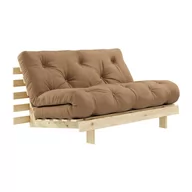Sofy i kanapy - Sofa rozkładana z brązowym obiciem Karup Design Roots Raw/Mocca - miniaturka - grafika 1