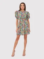 Sukienki - Sukienka mini z bufiastym rękawem z kolorowym nadrukiem DA1763 MULTI - miniaturka - grafika 1
