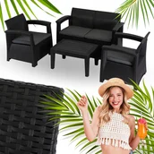 Meble ogrodowe - Zestaw Meble Ogrodowe Technorattan Na Taras Ogród Komplet Szary COLUMBIA - miniaturka - grafika 1