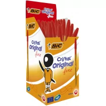 BIC Cristal Fine zestaw długopisów ze skuwką, grubość kreski: 0,35 mm, 50 sztuk w opakowaniu, czerwony 872720-R - Długopisy - miniaturka - grafika 1