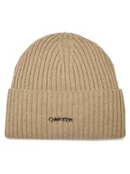 Czapki damskie - Calvin Klein Czapka Ck Must Logo Beanie K60K611401 Szary - miniaturka - grafika 1