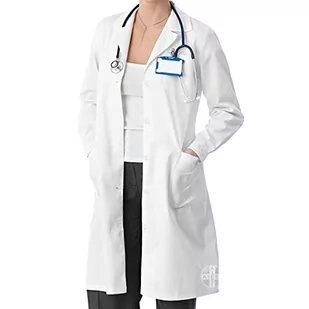 AIESI® medyczny płaszcz laboratoryjny dla kobiet biały kolor w 100% sanforyzowanej bawełny wyprodukowany we Włoszech rozmiar 58 - Płaszcze damskie - miniaturka - grafika 1
