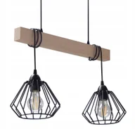 Lampy sufitowe - Żyrandol Lampa Wisząca Sufitowa Plafon Led Loft Drewno Nowoczesna Salon Hol - miniaturka - grafika 1