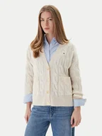Swetry damskie - Tommy Hilfiger Kardigan WW0WW43089 Beżowy Regular Fit - miniaturka - grafika 1