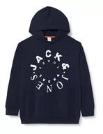 Bluzy męskie - JACK&JONES PLUS Męska bluza z kapturem Jjwarrior Sweat Hood Pls, granatowy/nadruk: duży, 3XL - miniaturka - grafika 1