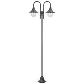 Lampy ogrodowe - vidaXL Latarnia ogrodowa 2-punktowa, 220 cm, aluminium, E27, brązowa - miniaturka - grafika 1