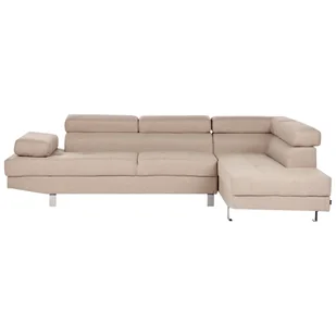 BELIANI Narożnik lewostronny beżowy tapicerowany 5 osobowa sofa z regulowanymi zagłówkami - Narożniki - miniaturka - grafika 1