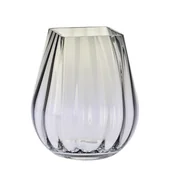 Wazony i flakony - Masywny wazon z kwadratowym brzegiem ryflowany 25,5 cm dymny - miniaturka - grafika 1