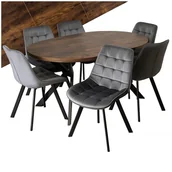 Stoły z krzesłami - Stół Z Krzesłami Zestaw Rozkładany 100-250 Komplet Do Salon Jadalni Kuchni - miniaturka - grafika 1