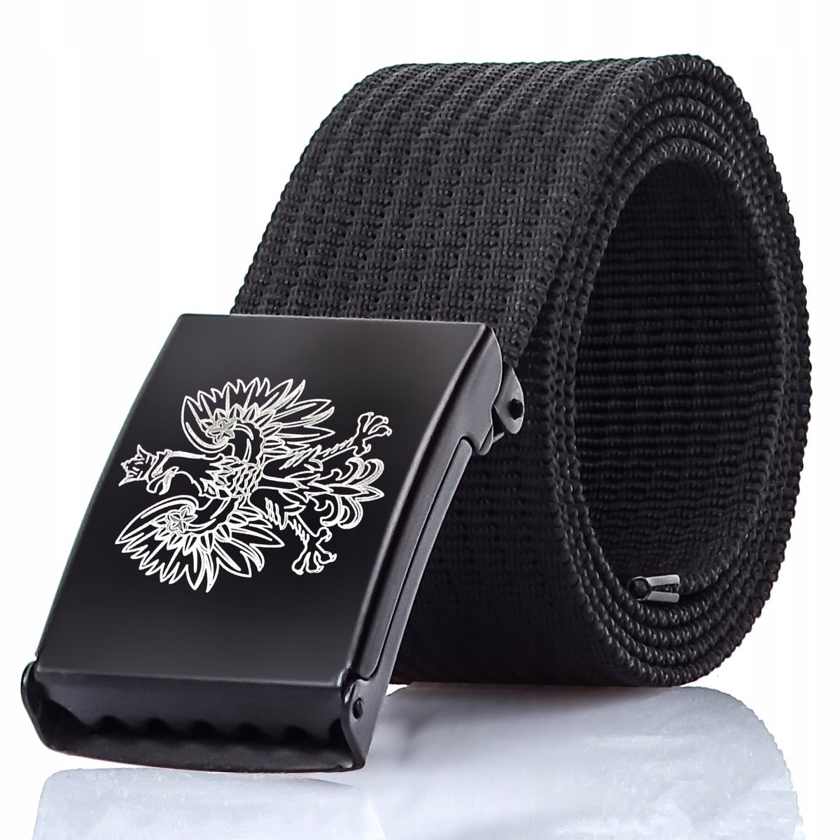 DLUGI PASEK parciany CZARNY męski KLAMRA ORZEŁ