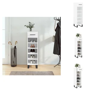 vidaXL Szafka na buty biała 30x35x105 cm materiał drewnopochodny - Szafki - Szafki na buty - miniaturka - grafika 1
