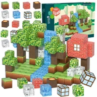 Klocki - Klocki Magnetyczne 3D Kostki Konstrukcyjne Piksele Bloczki Kosteczki Zestaw Kreatywnych Klocków Budowlanych 154 el. XXL ŚWIA Magnetic BlocksT - miniaturka - grafika 1