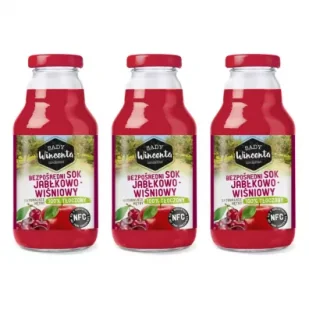 Sady Wincenta Sok 100% jabłkowo-wiśniowy naturalnie mętny tłoczony NFC Zestaw 3 x 330 ml - Soki i napoje niegazowane - miniaturka - grafika 1