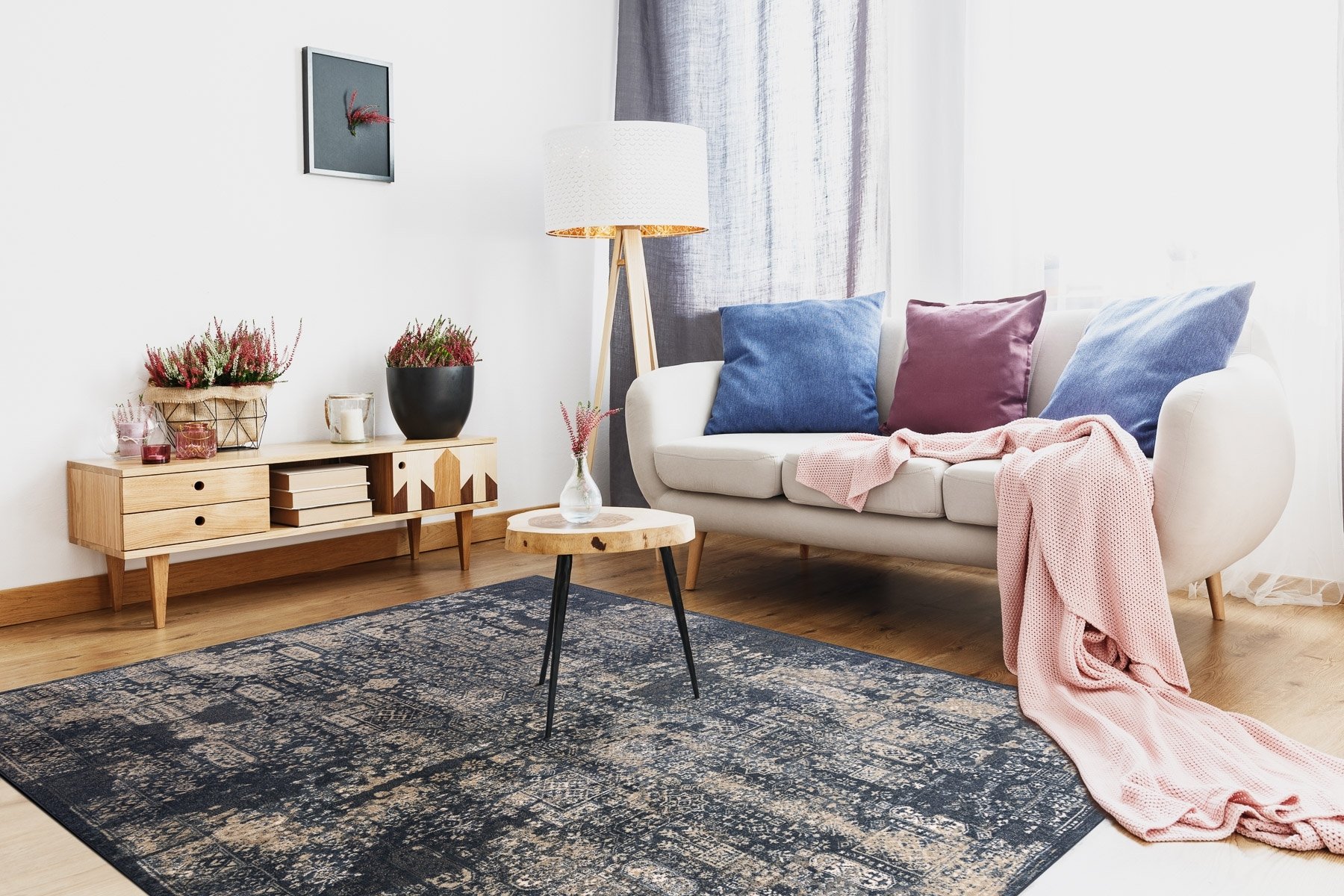 Dywan NAIN Przecierany vintage 7591/50911 granat / beż niebieski 120x170 cm