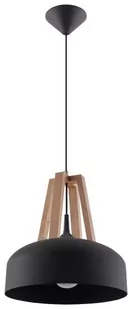Sollux Lighting Lampa wisząca CASCO czarna/naturalne drewno - Lampy sufitowe - miniaturka - grafika 1