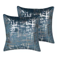 Poduszki dekoracyjne - 2 Welurowe Poduszki Dekoracyjne W Geometryczny Wzór 45 X 45 Cm Niebieskie Gardenia - miniaturka - grafika 1