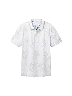 TOM TAILOR Męska koszulka polo z nadrukiem na całej powierzchni, 31838 – Light Blue Tonal Leaf Design, S - Koszulki męskie - miniaturka - grafika 1