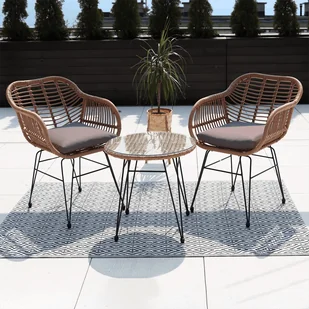 Stół i krzesła na balkon KUBU 2+1, Beige - FOCUS GARDEN - Meble ogrodowe - miniaturka - grafika 1