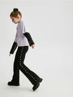 Spodnie i spodenki dla dziewczynek - Reserved - Spodnie z aplikacją - czarny - miniaturka - grafika 1