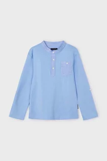 Bluzki dla chłopców - Mayoral longsleeve dziecięcy kolor niebieski gładki - grafika 1