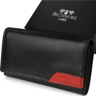 Portfele - Beltimore Damski skórzany portfel duży poziomy retro RFiD czarny BELTIMORE 043 - miniaturka - grafika 1