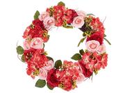 Sztuczne kwiaty - Beliani Wianek Na Drzwi  50 Cm Czerwono-różowy Agulo - miniaturka - grafika 1