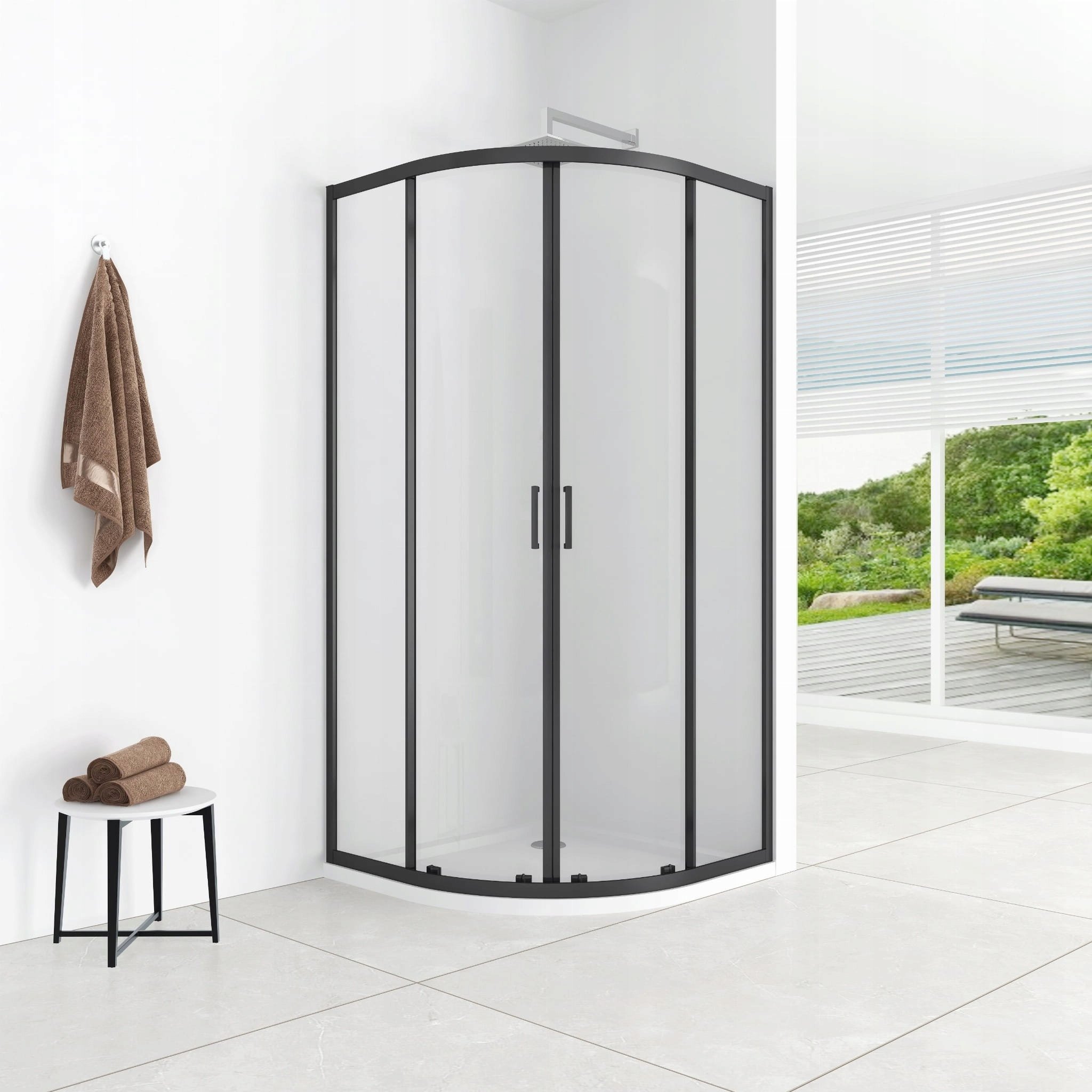 Aptel AQ.100-501103 / AQUAFORM / AZUL / KABINA PÓŁOKRĄGŁA 80/185 BLACK MATT, SZKŁO CZYSTE 5MM EASY CLEAN /