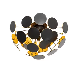 QAZQA Designerska lampa sufitowa czarna ze złotem 54cm 3-punktowa - Cerchio - Oprawy, klosze i abażury - miniaturka - grafika 1