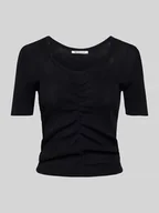 Koszulki i topy damskie - T-shirt z marszczeniami - miniaturka - grafika 1