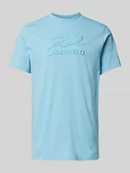 Koszulki męskie - T-shirt z napisem z logo - miniaturka - grafika 1