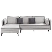 Narożniki - Narożnik welurowy prawostronny jasnoszary ALTAN - miniaturka - grafika 1