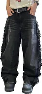 Spodnie męskie - Zewool Męskie Spodnie Baggy Jeansowe Y2k Hip Hop Luźne Oversize Czarne XXL - miniaturka - grafika 1