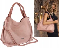 Torebki damskie - Torebka Damska Worek Shopper Torba na Ramię duża pajemna CC6703 Różowa - miniaturka - grafika 1