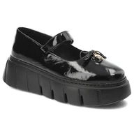 Półbuty damskie - Czarne Półbuty Karino Eleganckie Obuwie Damskie Na Platformie - miniaturka - grafika 1
