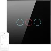 Sterowniki i przekaźniki - Dotykowy Włącznik Światła WiFi Avatto TS02-EU-B3 Potrójny TUYA (czarny) - miniaturka - grafika 1