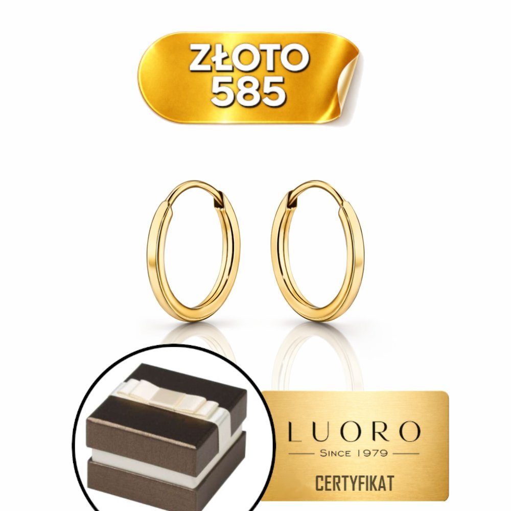 KOLCZYKI ZŁOTE 585 14K KÓŁECZKA KWADRATOWEGO PRZEKROJU 1 CM KREOL