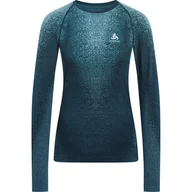 Bluzy sportowe damskie - Bluza termoaktywna damska Odlo Performance Warm Blackcomb BL Top Crew Neck LS - miniaturka - grafika 1