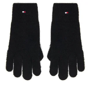 Rękawiczki Damskie Tommy Hilfiger Flag Fluffy AW0AW17797 Czarny - Rękawiczki - miniaturka - grafika 1