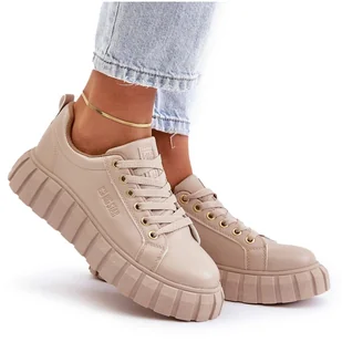 Sneakersy Damskie Eko Skórzane Na Platformie Big Star MM274618 Beżowe 39 - Sneakersy damskie - miniaturka - grafika 1