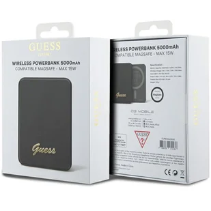 Guess Powerbank indukcyjny 15W GUPBM5ALGSGK 5000mAh czarny/black MagSafe Metal Script Logo - Powerbanki - miniaturka - grafika 5