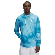Bluzy męskie - Męska bluza dresowa nierozpinana z kapturem Under Armour UA Rival Terry AOP Hood Q1 - niebieska - UNDER ARMOUR - miniaturka - grafika 1
