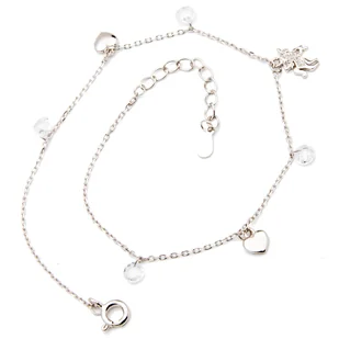 Srebrna bransoletka na nogę - pełne serduszka - Bransoletki - miniaturka - grafika 1